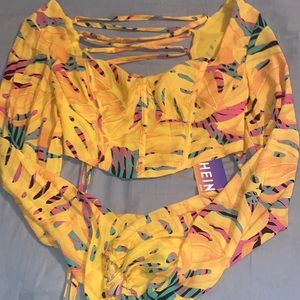 Tropical lace up top